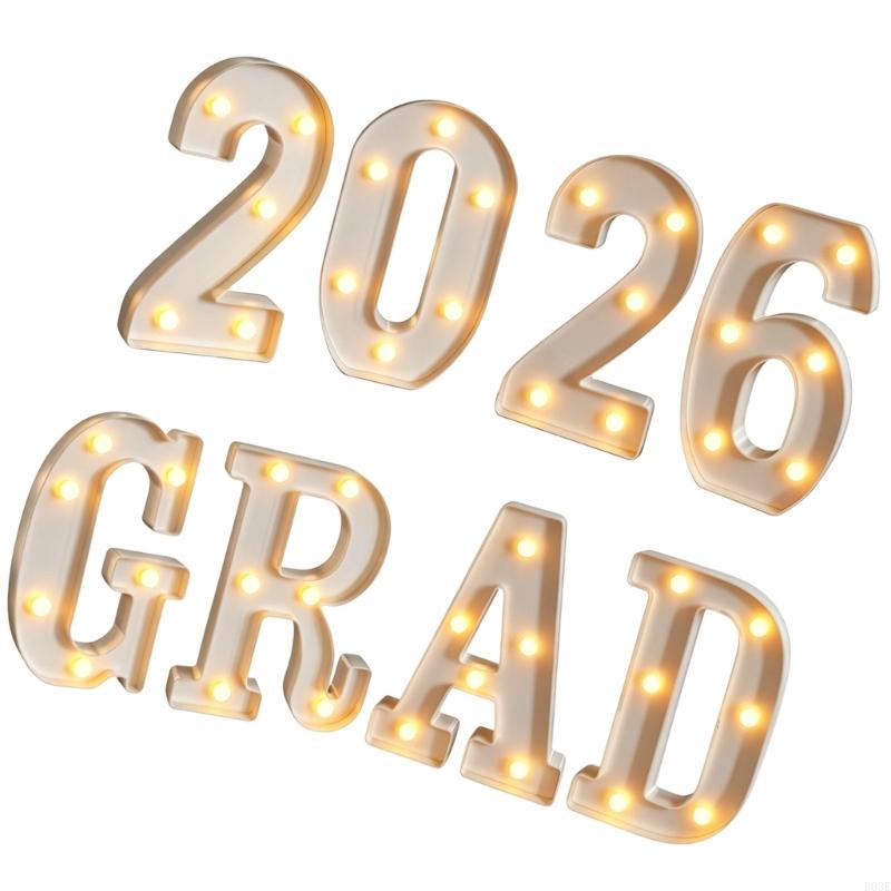 Class Of 2026 Themed Lighted Plastic Letter And Number For Wall Decorations B03E