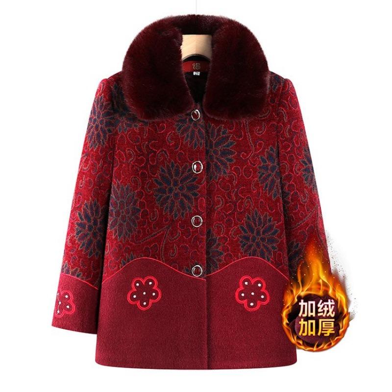 Grandma winter velvet thickened coat old woman mother winter padded coat mother-in-law old lady padded jacket