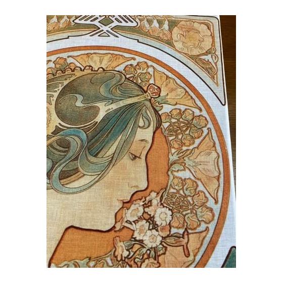 Tenugui Towel Alphonse Mucha Primrose 100% Cotton Gentle On Skin Lightweight