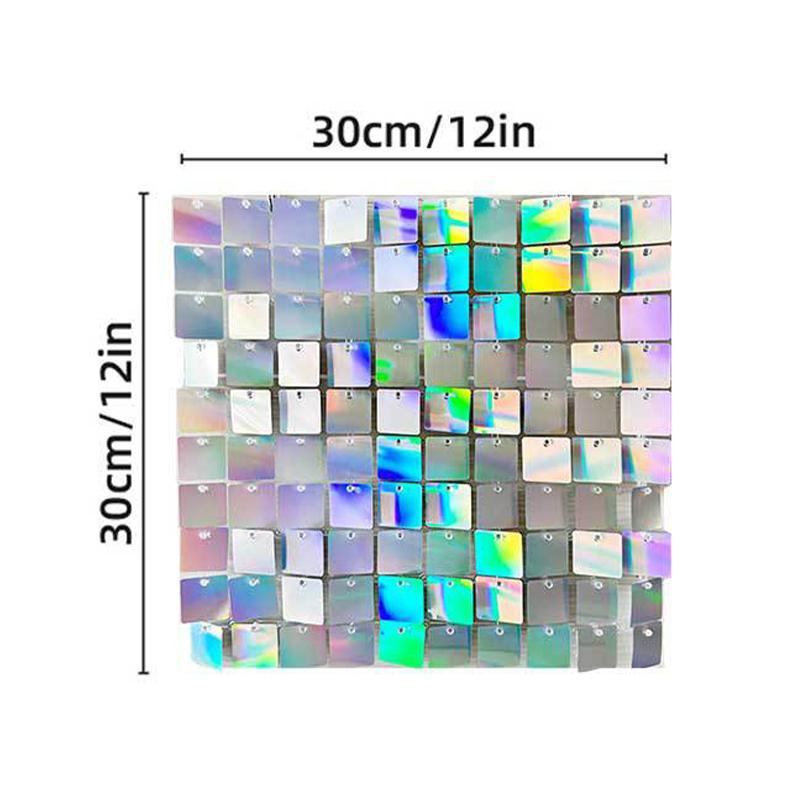 Polychromeshimmer Wall Backdrop 3D Sequin Panel Backdrop Art Wall Backgroud Cloth Wedding Birthday Party Backdrop Decor