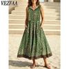 VEZFAA Dames Mode Zomer Lente Luipaardprint Mouwloos Met Capuchon Losse Taillelijn Casual Jurken
