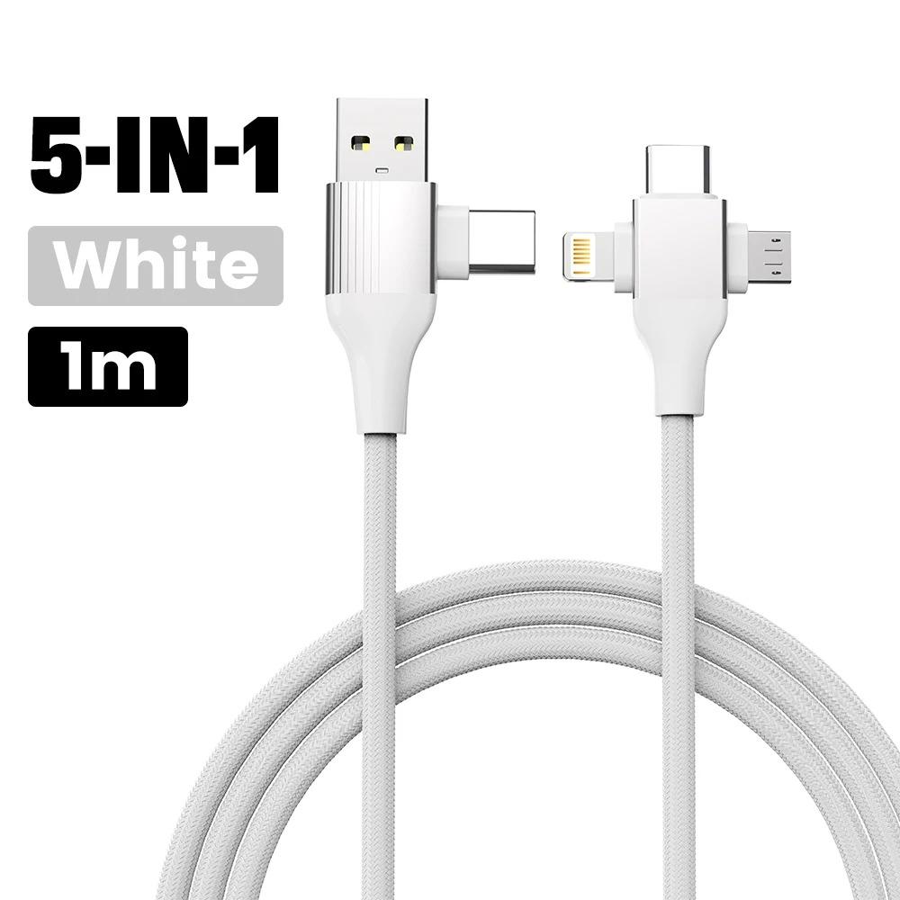 Cablu de încărcare USB C 5-în-1 Cablu de încărcare Tip C Cablu 4 în 1 USB Tip C Încărcare rapidă PD 65W 27W pentru IPhone Samsung Xiaomi