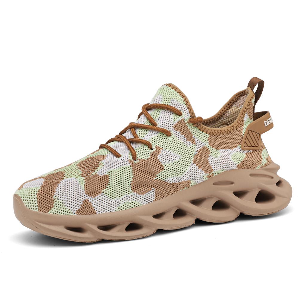 Fashion New Men's Shoes Mesh Camouflage Sneakers Men's Deodorant Breathable Lightweight Soft Sole Flying Woven Running Shoes