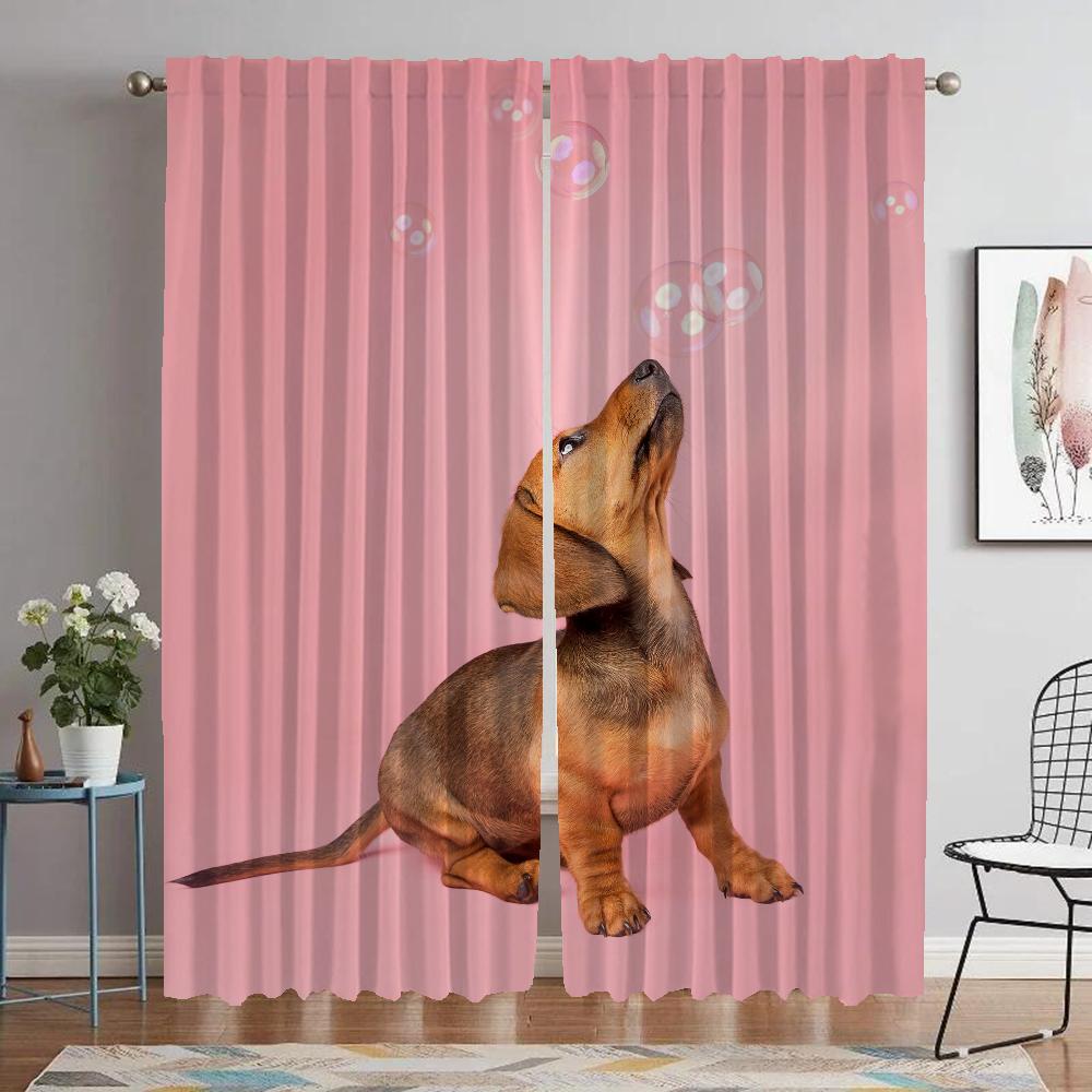 Dachshund Home Interior Curtains 2 Pieces Modern Living Room Curtains for Camera Tulle for Bedroom Blackout Curtain Shades Child