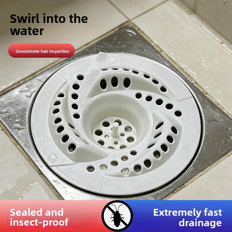 Vortex Floor Drain Bathroom Hair Catcher, Kitchen and Bathroom Drain Rotating Pest-proof and Blockage-preventing Filter Screen