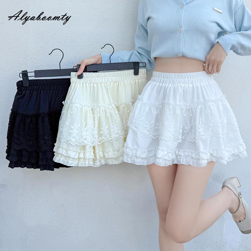 Summer Women Ballet Mini Skirt High Waist Black White Apricot Ball Gown Short Skirt Cute Kawaii Short Tierred Skirts Womens