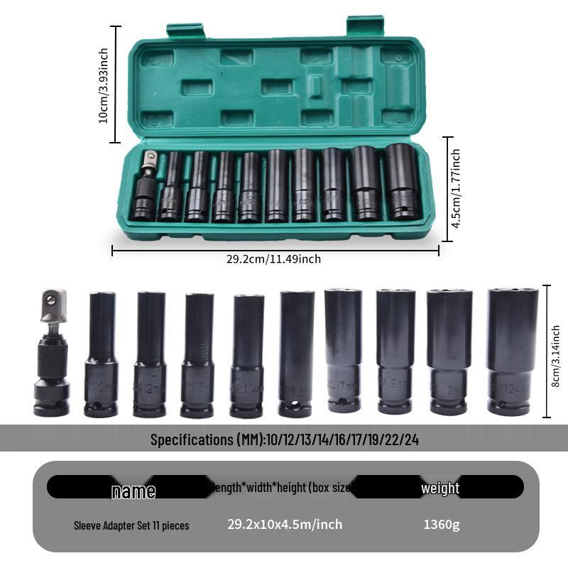 11-Piece Hex Socket Wrench Set for Electric and Air Tools