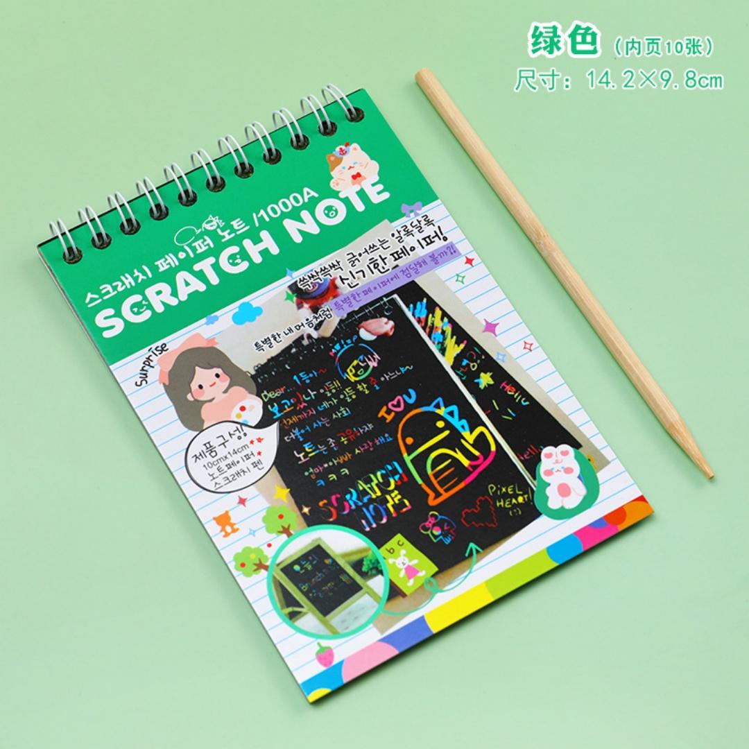 

Children DIY Colorful Scratch Book Rainbow Color Scratch Art Painting Drawing Books with Wood Stick Graffiti NoteBook Gifts