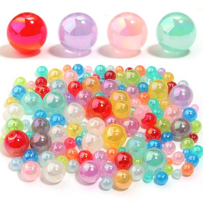 20-100pcs Jelly Color Acrylic Beads Plated Color Round Loose Spacer Beads For Jewelry Making DIY Bracelet Necklace Accessories