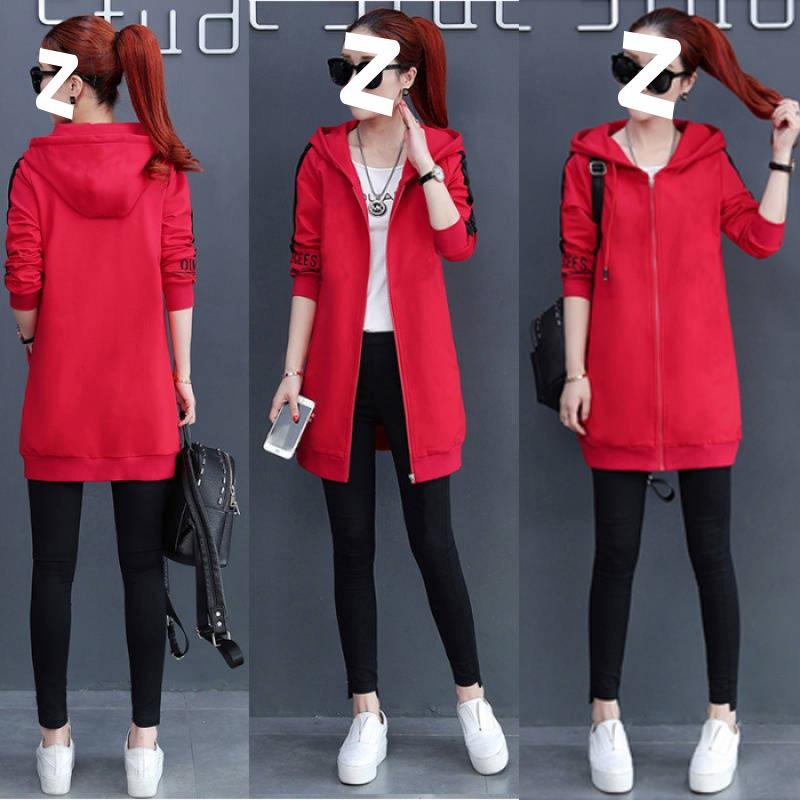 Kleidung.Herbst und Winter Neu Samt gefütterter Kapuzenpullover Langer Strickmantel Studentinnen Koreanische Version Lockerer Cardigan Bluse Damenbekleidung.