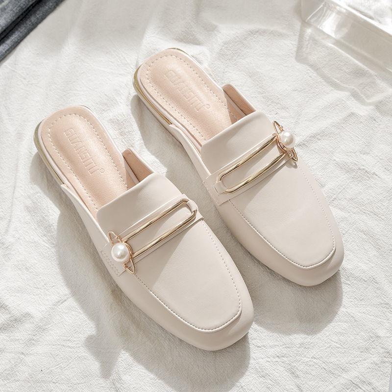 

Scissor Stone Women s Soft Leather Half-Slippers - New Fashionable Versatile Open-Back Design 35 грязно-белый