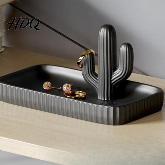 Stable Jewelry Organizer 3D Printed Cactus Tray Ring Dish Entryway Table Trays Decorative Trinket Tray for Rings Necklaces Bracelets Keys Artistic