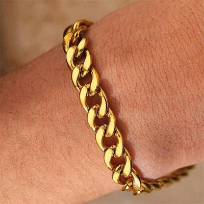 12MM Neues Punk Silber Gold Plated Großes Klobiges Edelstahl Kubanische Kette Armband für Männer Jungen, Männlicher Goldener Schmuck