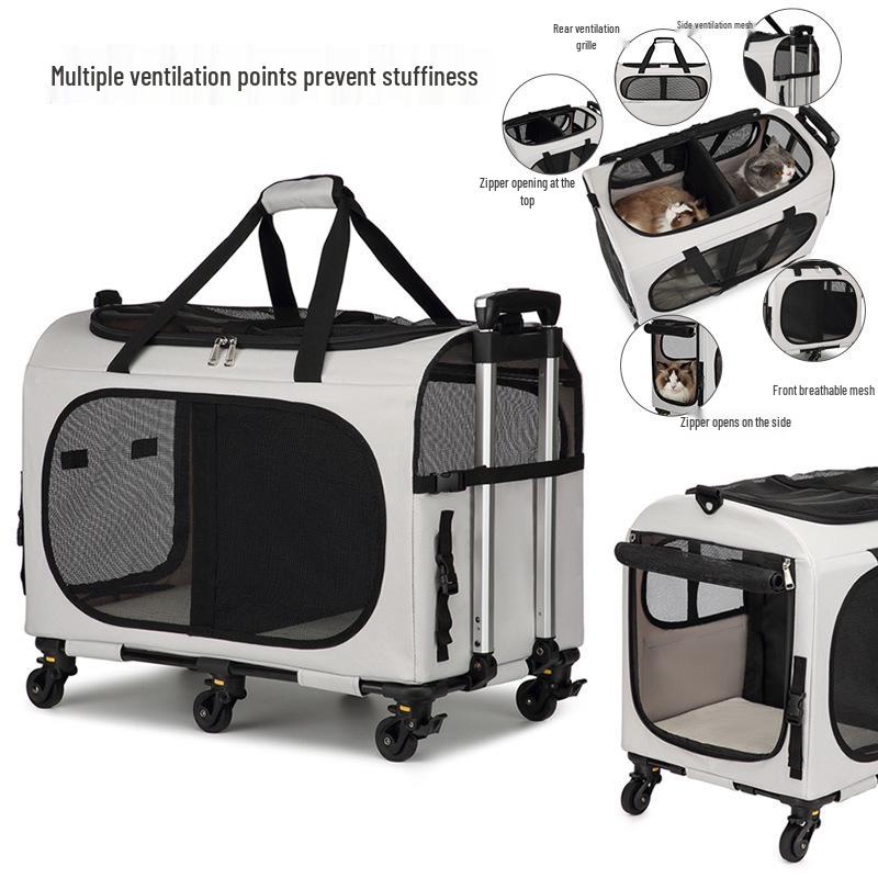 Portable Foldable Pet Carrier for Two Cats with Breathable Design and Large Capacity