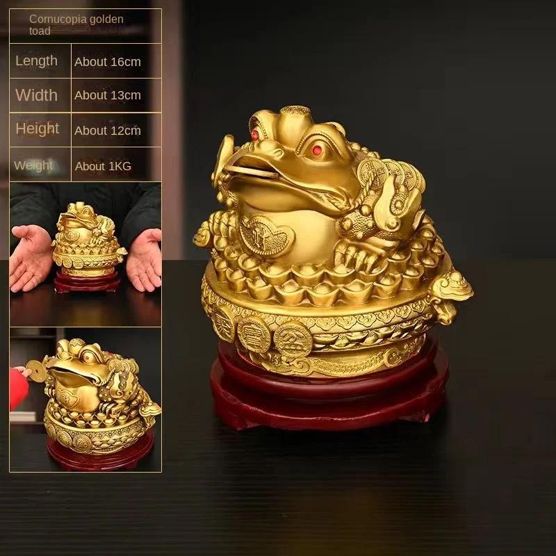 Copper Animal Golden Toad Ornaments Treasure Bowl Three-legged Home Office Decorations Crafts