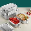 850/2400mL 304Stainless Steel Lunch Box with Buckle Sealed and Leak Proof Student Office Worker Bento Box Food Storage Container