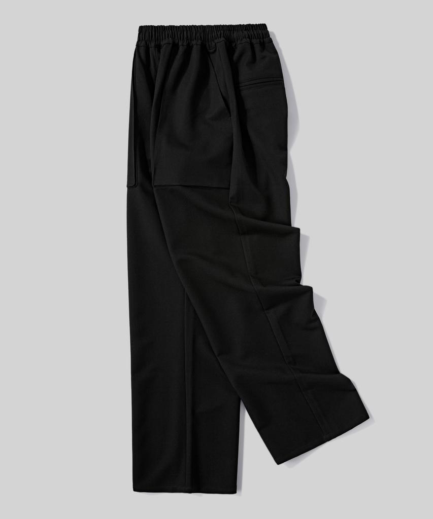 Beodeonteu Relaxed Out-Pocket Elastic Waist Slacks [Black]