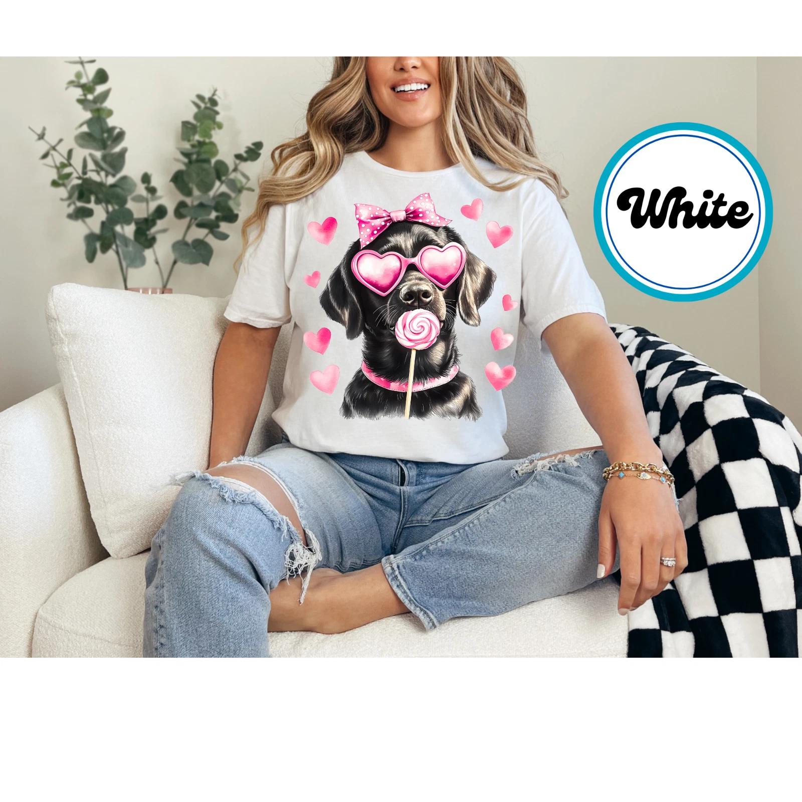 Women s Black Labrador Retriever Valentine Shirt Valentine Puppy Dog Mom Shirt S