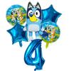 6 Stück Familie Bluey Aluminiumballon Cartoon Bingo Aktivität Spielzeug Blau Gold Stern Ballon Dekoration Sammlung Geburtsdatum Feier Babyparty Zubehör