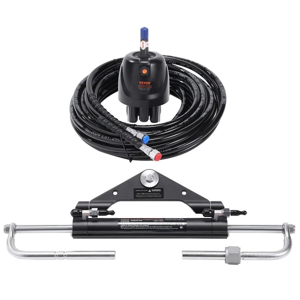 Hydraulic Outboard Steering Kit, 150HP, Marine Boat Hydraulic Steering System, with Helm Pump Two-Way Lock Cylinder and 26 Feet Hydraulic Steering
