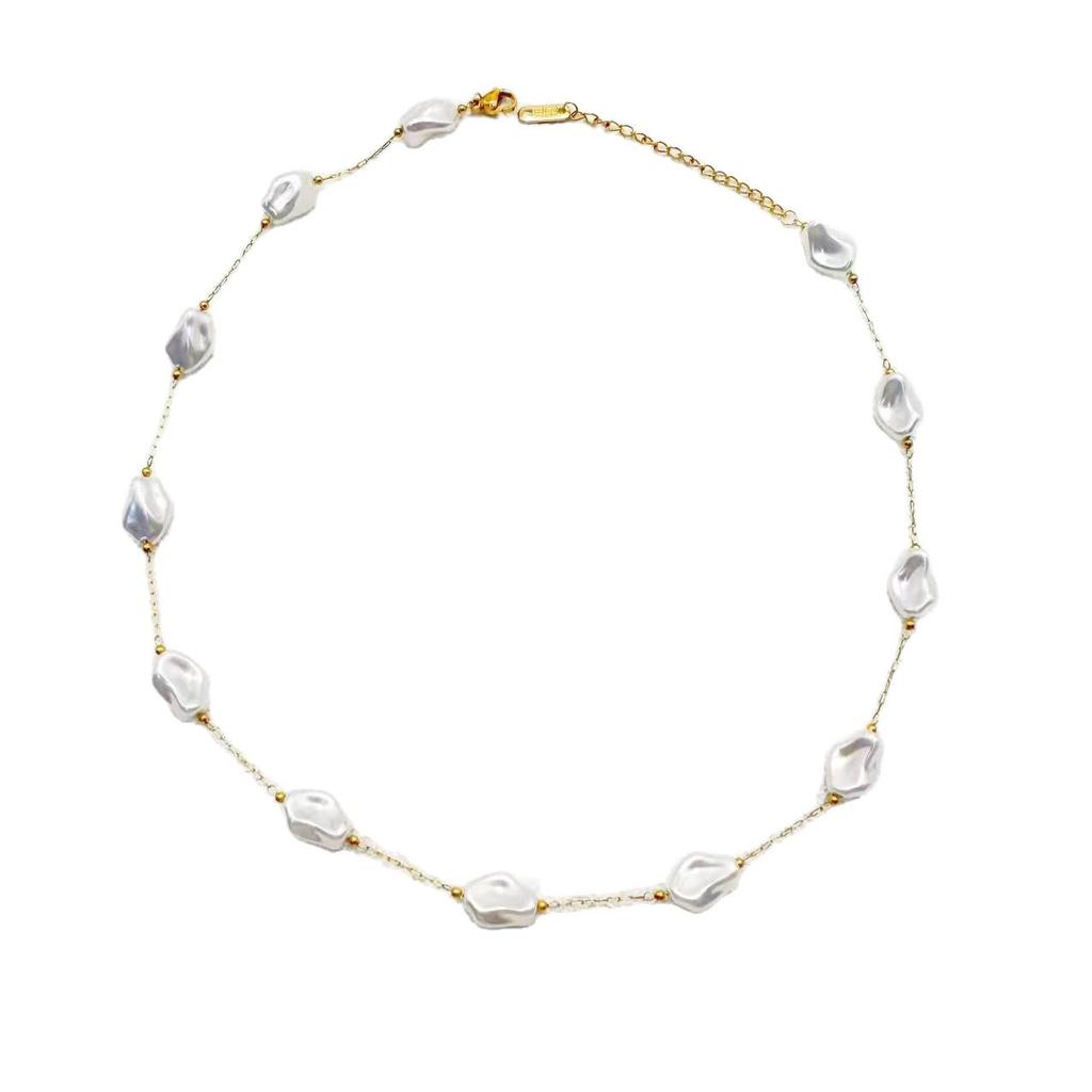 European-American Style Pearl Stainless Steel Necklace: Versatile Fashion Accessory