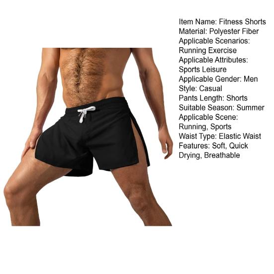 Letní pánské sportovní šortky Boční zip Rychleschnoucí Prodyšné Posilovací šortky Elastický pas Stahovací šňůrka Atletické Běžecké Fitness šortky