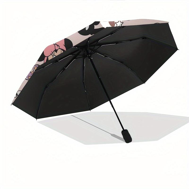 Mickey Mouse, Minnie Mouse Automatic Opening and Closing Umbrella, Compact Travel Umbrella, Lightweight and Portable, Suitable for Beach Com