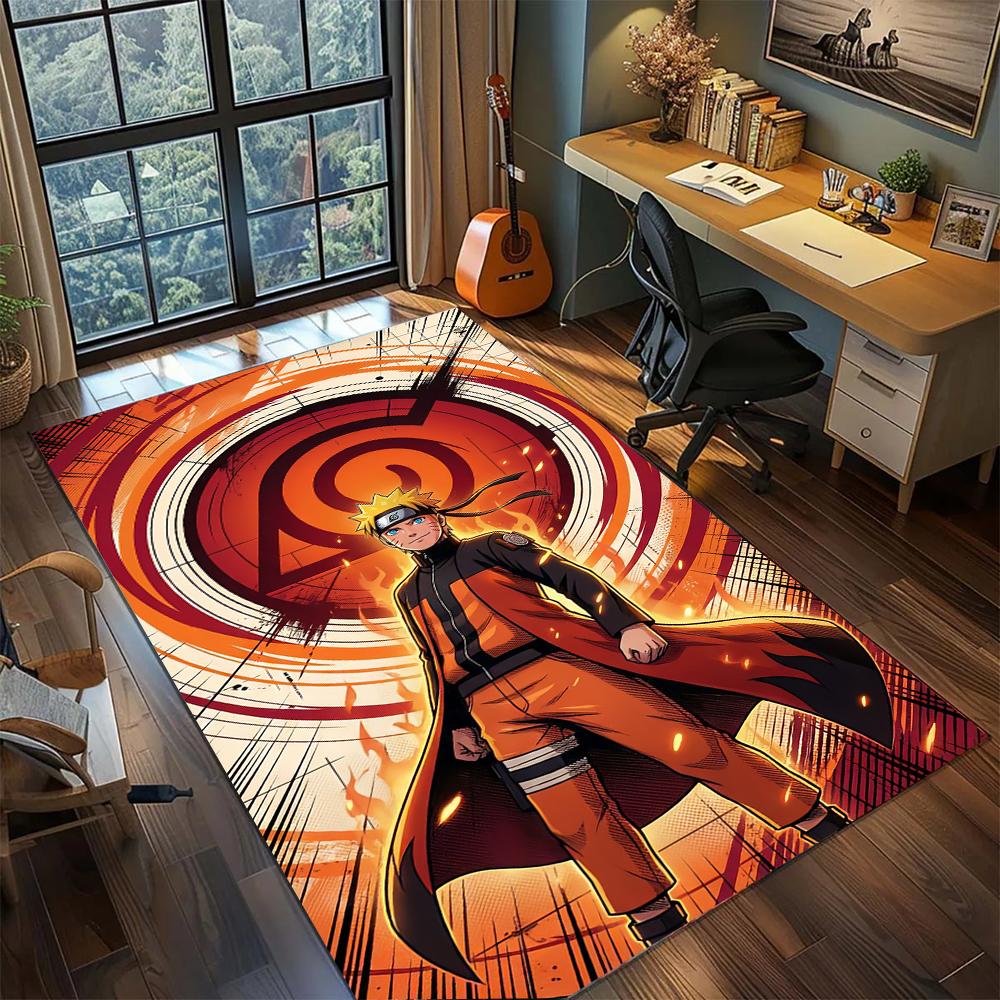 Hidden Leaf Hero Naruto Wind Style Jutsu Rug Carpet Large Area Rug Non Slip Washable Floor Mat Gamer Room Bedroom Home Decor