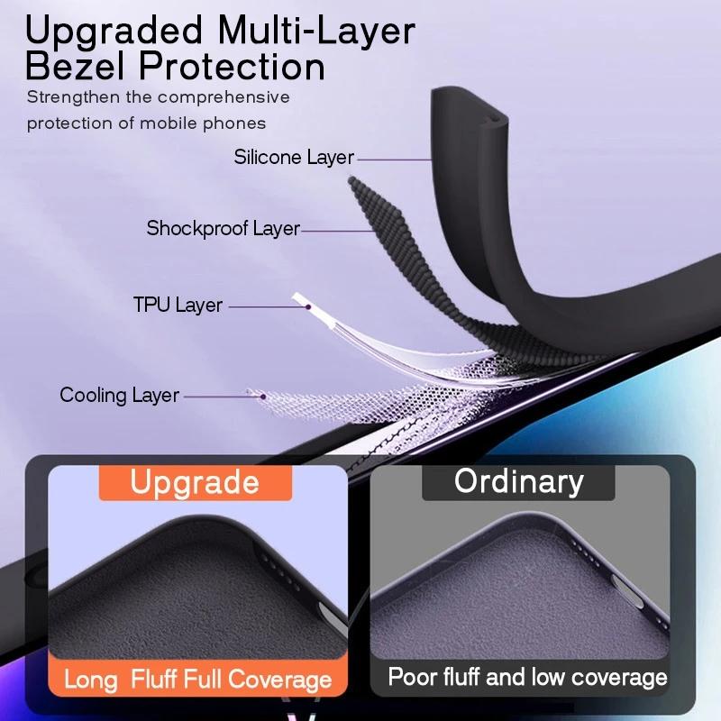 Luxury  Liquid Silicone Case for IPhone 14 13 12 11 Pro Max Shockproof Case