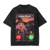 Vintage Washed Tshirt Funny Brainrot Outer Space Meme Tung Sahur John Pork Selfie Tshirts Fashion Tee Shirt Male Summer Tops