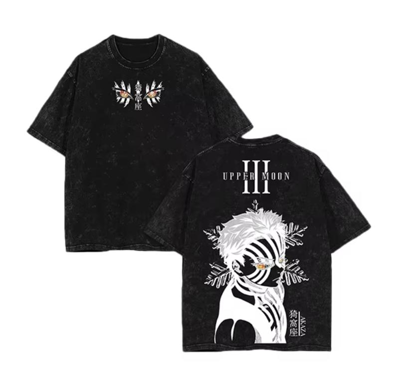 Japan Anime Demon Slayer Printed Tshirt Mens and Womens Washed Tshirt High Quality Vintage Cotton Tshirt YK Tops