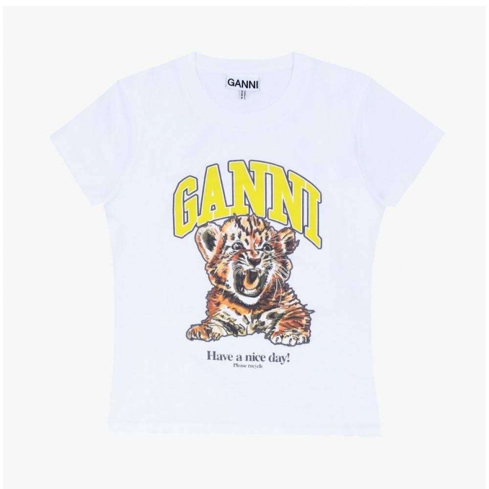 Ganni Camiseta para Mujer Baby Fit Logo de Tigre A1050258