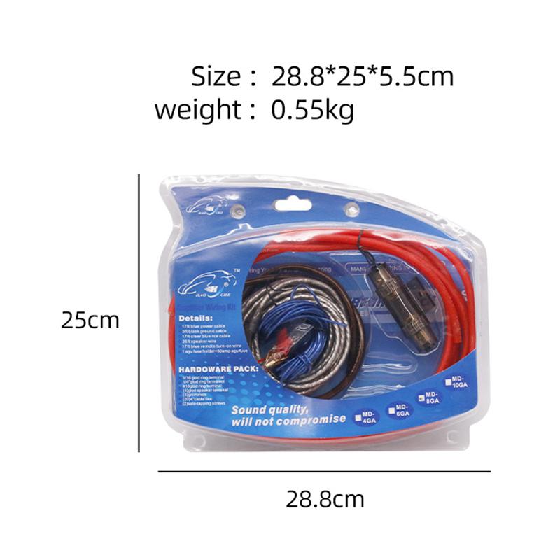 6/8GA Car Amplifier Cable Set 60AMP Subwoofer Power Cable AMP Wiring Fuse Wire Installation Cable Kit Vehicle Modification Parts