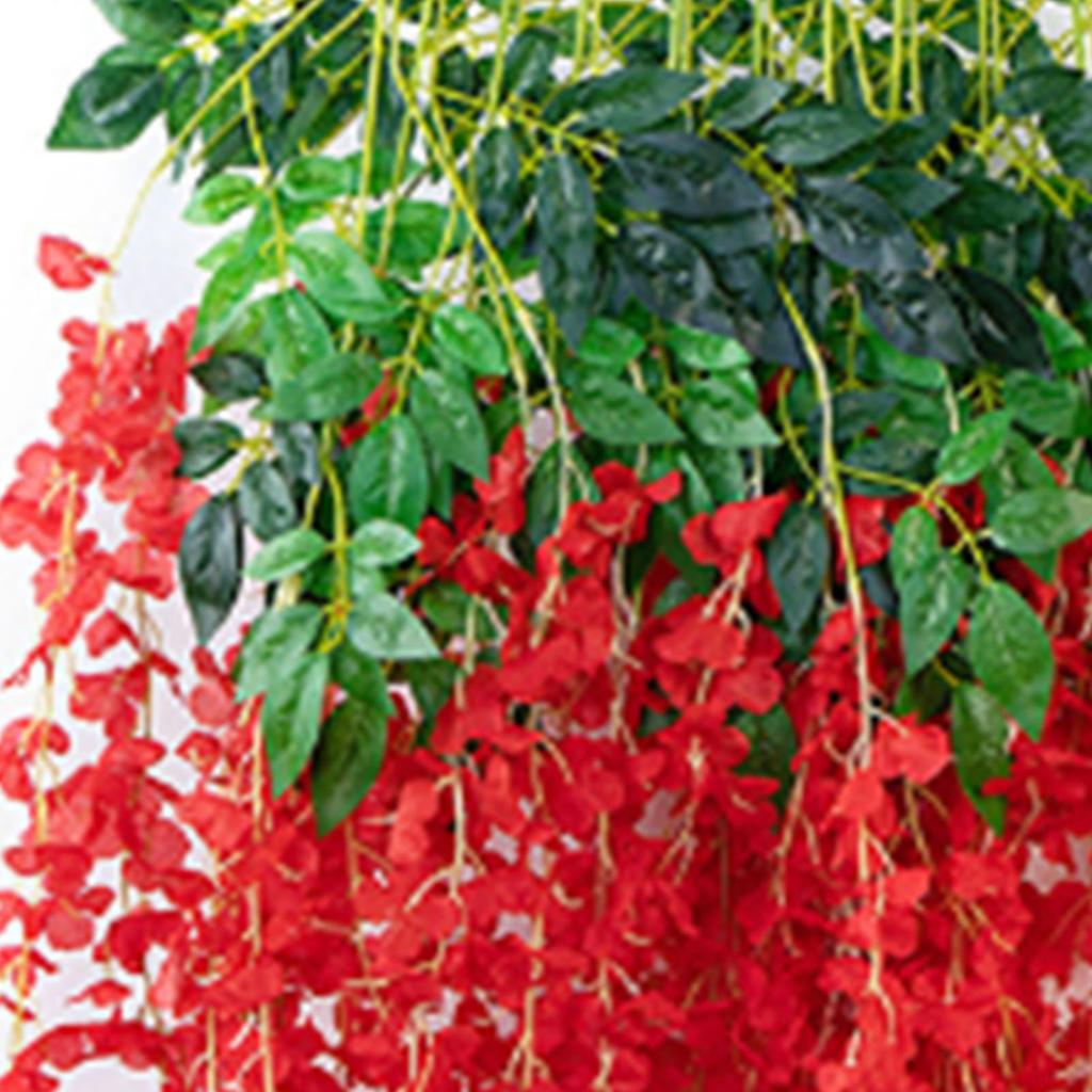 Simulated 6 Leaves Wisteria Decoration Silk Flower Artificial Faux Indoor Vine Wisteria Ornament