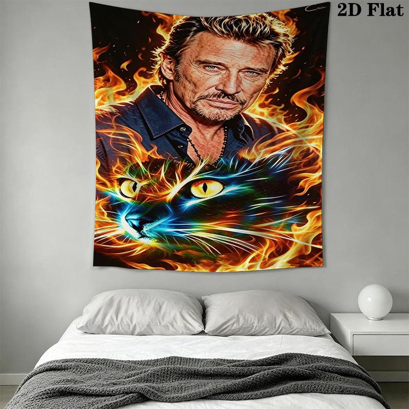 Johnny Hallyday Rock Legend Remembered Tapestry Background Cloth Fashion Print Christmas Gift Work Of Art Background Wall Hanging Cloth