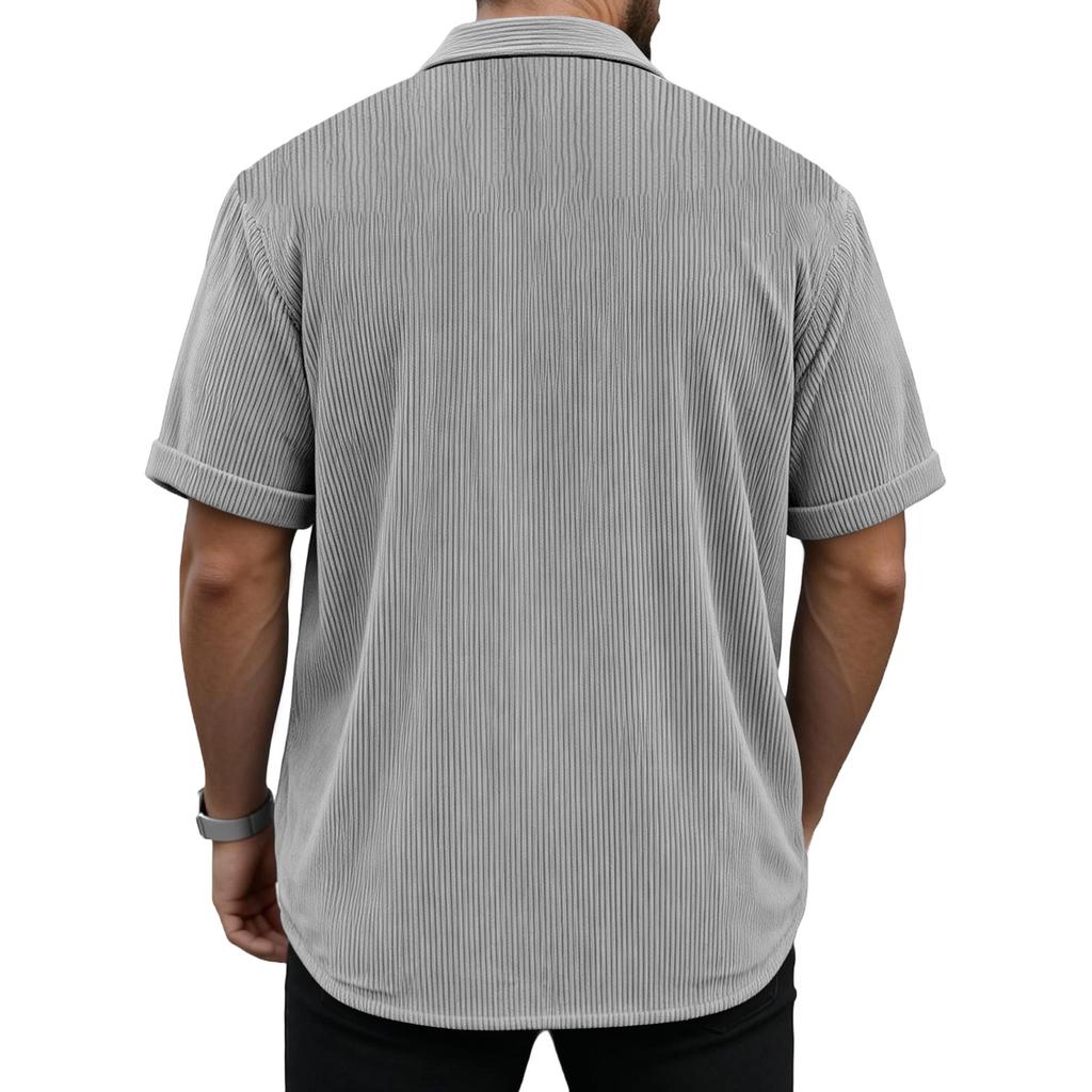 Men's Versatile Casual Corduroy Button-down Short-sleeved Shirt With Pockets