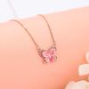 Sweet Pink Butterfly Dropping Gel Necklace for Women's New INS Princess Style Collar Chain Necklace Ornament