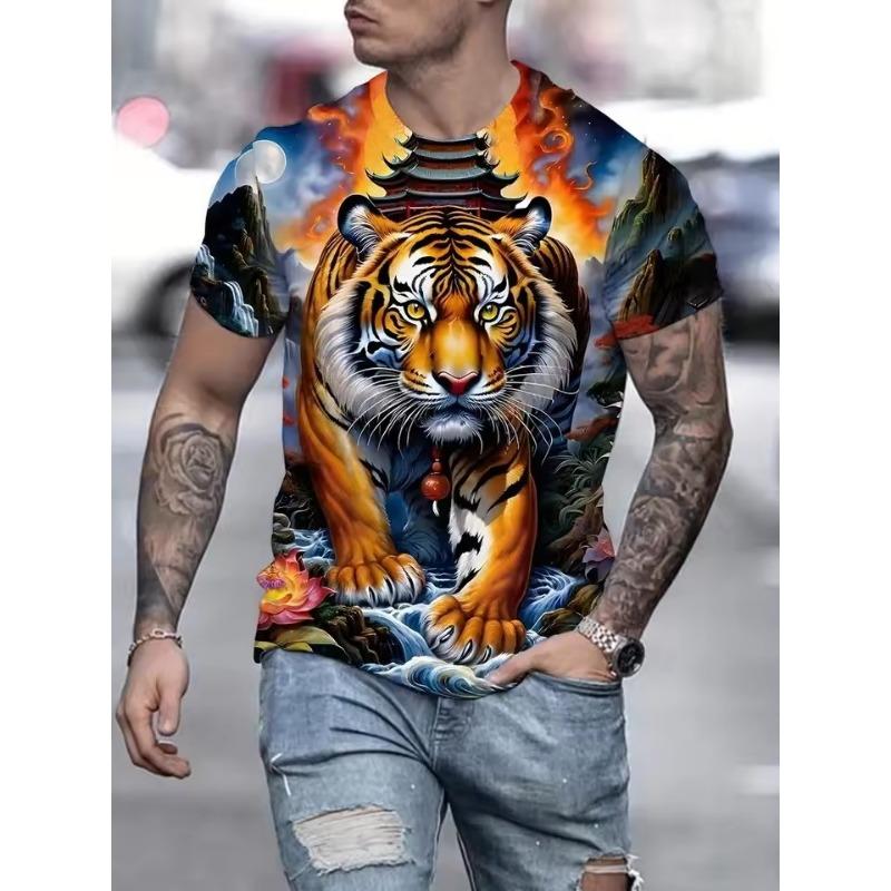 Men's Animal Tiger Totem 3D Printed T-Shirt Street Top Creative Daily Leisure Sports Fashion Trend Personalized Neutral Clothing