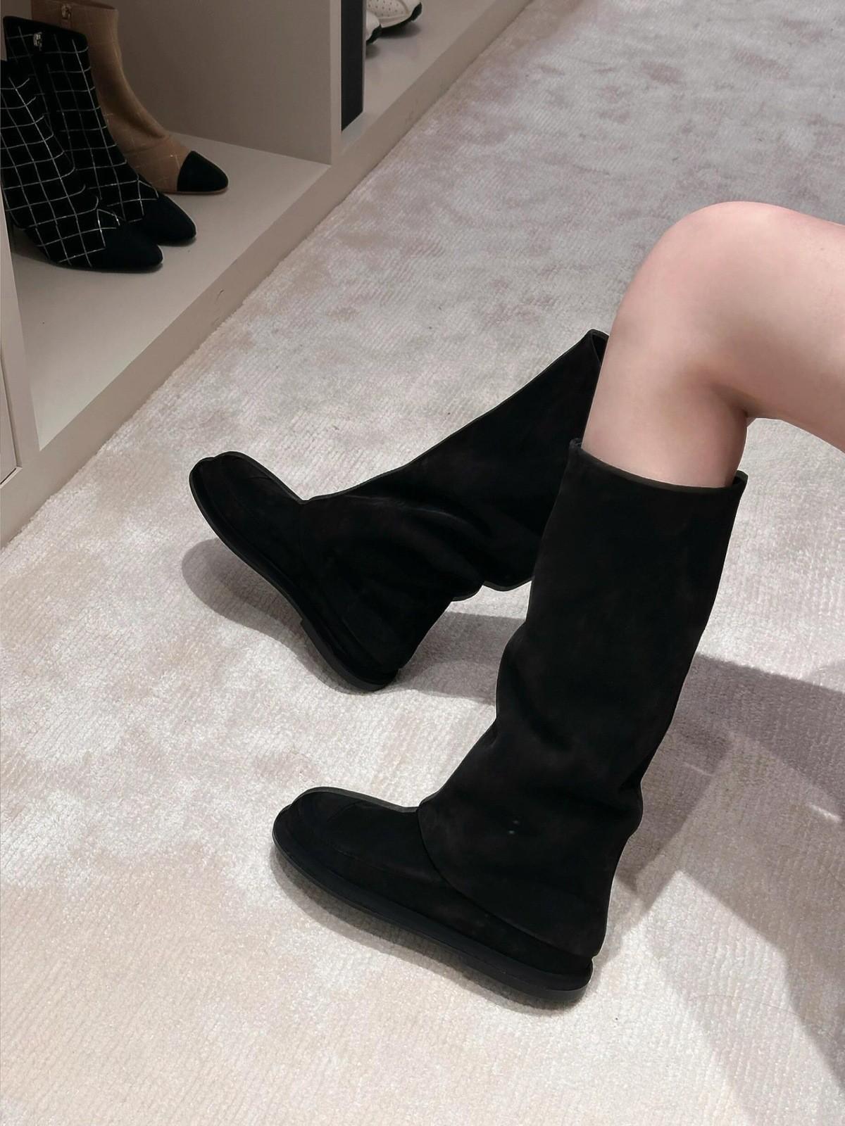 

Cowhide version~ French leather thick-soled white boots women s winter new trouser boots knight boots high boots long boots 40 чёрный