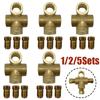 1/2/5 Sets 3Way Brake T Piece Tee w/3 Male Nuts M10 3/16" Brake Pipe Pipeline Accessories Flare Union Fitting Connector Adapter
