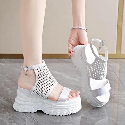 9,5CM Damen Sommer Sandalen Offene Zehen Geflochtene Plateau Keilabsatz Sneakers Hausschuhe 2025 Damen Freizeitschuhe Strand Sandálias Das Mulheres