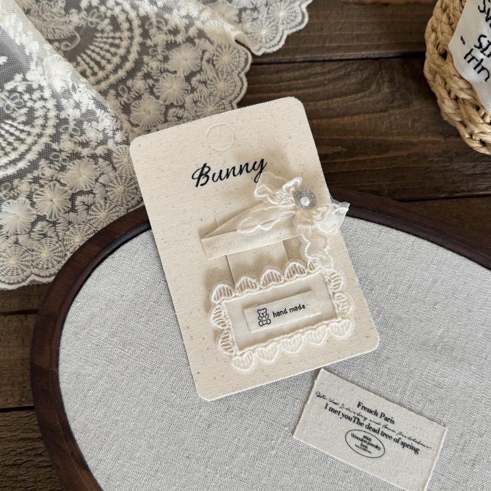 Apricot Lace Bow Hairpin Cute Rabbit Love Hair Accessories Sweet French Headwear Girls Kids Hair Accessories