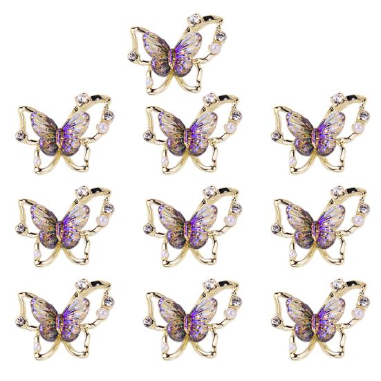 10Pcs Butterfly Nail Art Charm Rhinestone Faux Pearl 3D Butterfly Shape Nail Design Jewelry DIY Crafts Nail Decoration Accessories