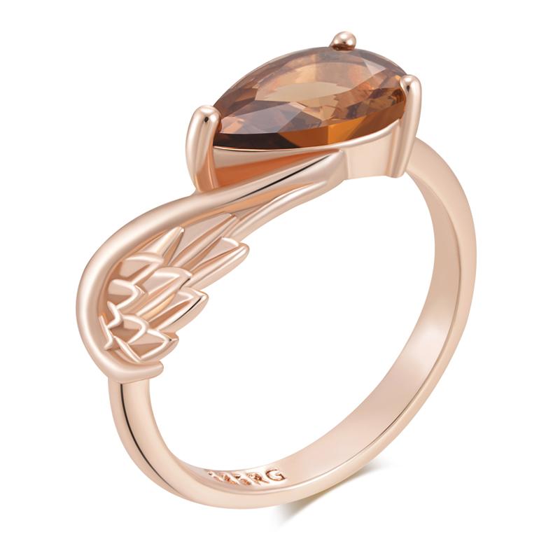 

Блестящее Коричневое Натуральное Циркониевое Кольцо-Крыло Для Женщин Цвет Розового Золота Свадебные Аксессуары Высококачественные Ежедневные Украшения 7