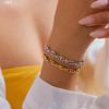 and American Style Versatile Stackable Bracelets for Women, Light Luxury Niche Exquisite 18K Gold-Plated Pink Zircon Titanium Steel Non-Fading Jewelry