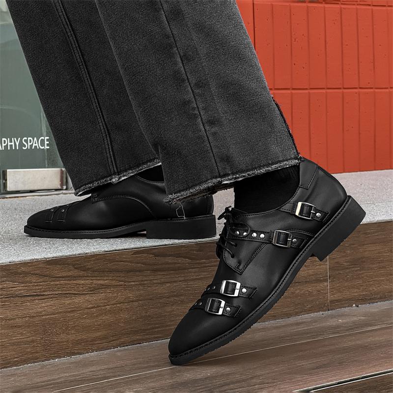 Black Men Genuine Leather Wedding Dress Shoes Flat Designer British Style Daily Walking Shoes Outdoor Party Youth Shoes 2025 New