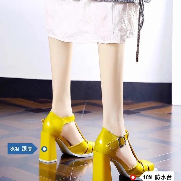 Vintage Sandalen mit geschlossener Zehe und dicker Sohle für Damen, atmungsaktive Sommer-Cut-out-Schuhe für Damen, neue Gladiator-High Heels für Frauen 2024