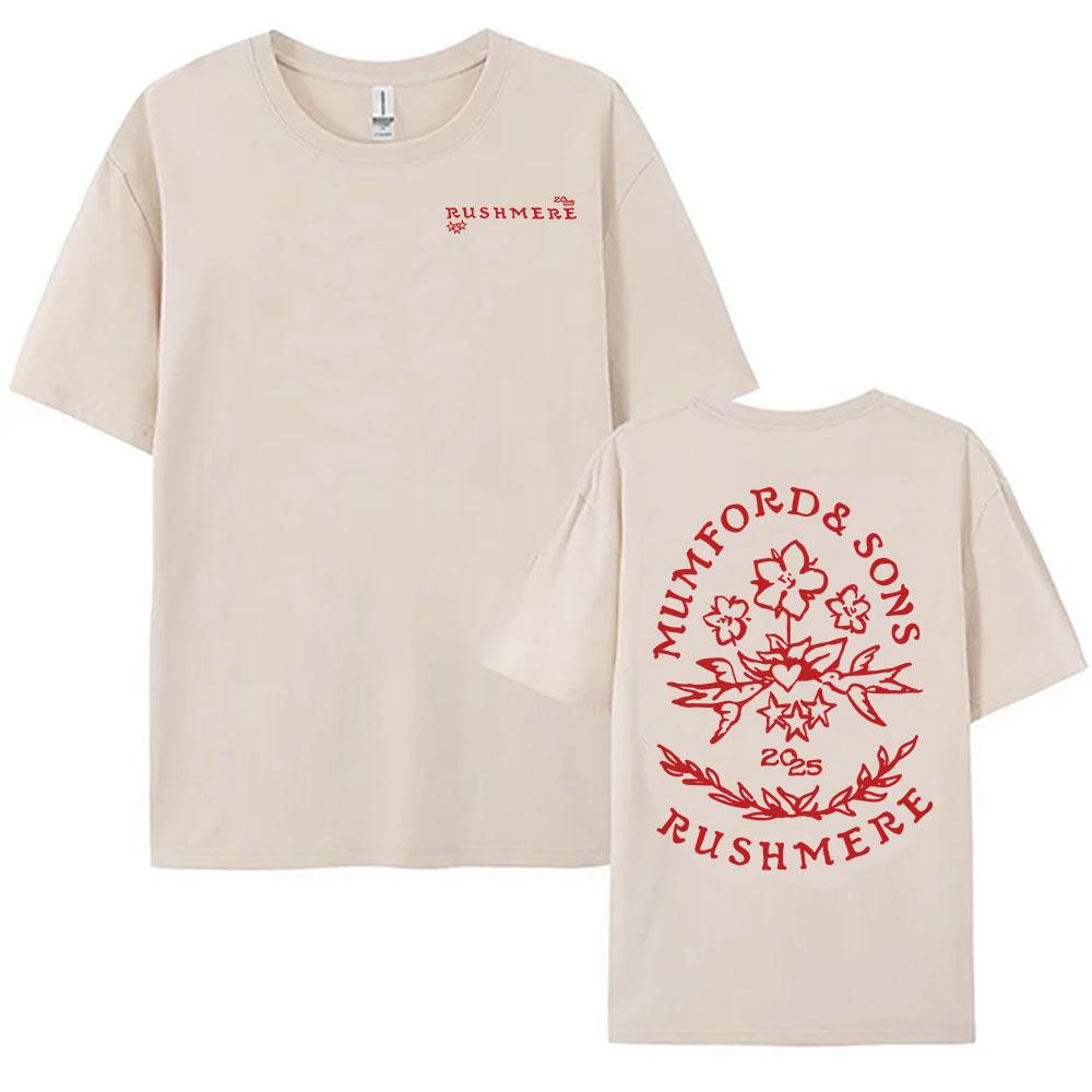 

Футболка с графическим принтом альбома RUSHMERE 2025 года, фолк-рок-группа Mumford & Sons, футболки с принтом, хлопковые мужские и женские летние футболки, футболки в стиле хип-хоп M