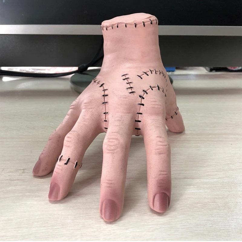 Wednesday Addams Latex Thing Hand Cosplay Addams Family Figurine Horror Ornaments for Halloween Party Costume Props Home Decor