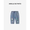 French Arielle De Pinto Girls' Cartoon Printed Jeans Summer Fashion Casual Sweet Straight Pants